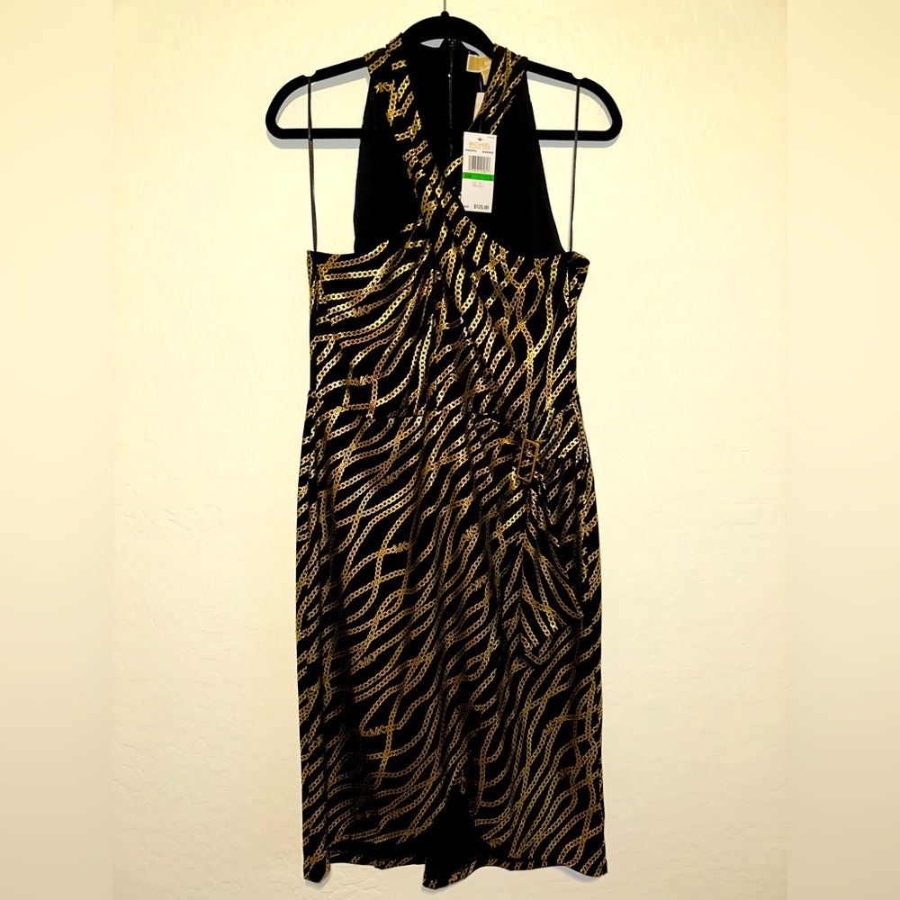 NWT Michael Kors Elegant Black and Gold Women's Dress